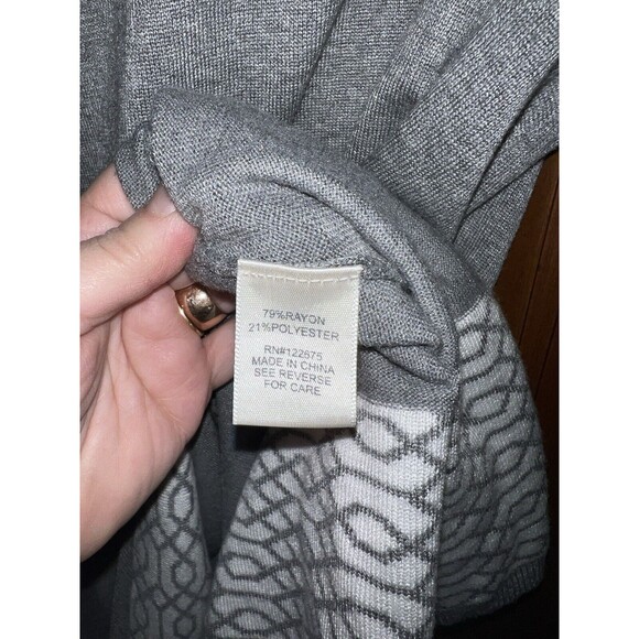 Pina Rossi Sweater Womens Plus 2X Grey Tunic soft longline modest accent hem - Picture 7 of 9